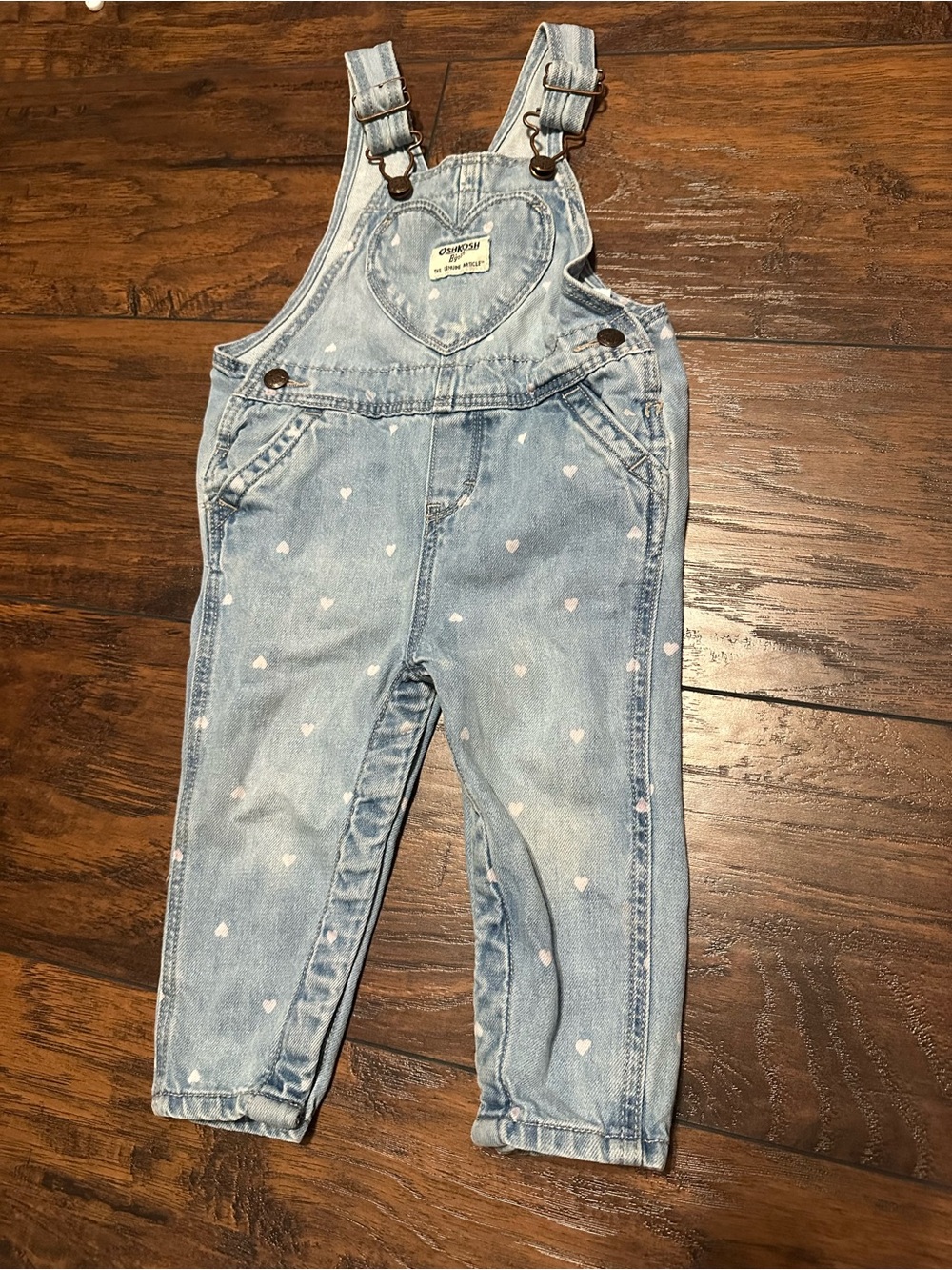 OshKosh B'gosh Light Blue Denim Heart Print Overalls